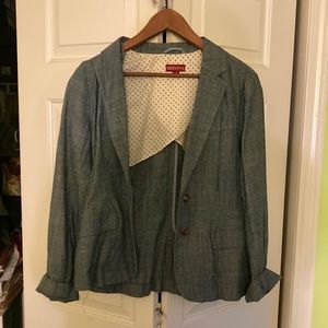 Cotton blue blazer top. Casual and professional. Easy to make work for all!